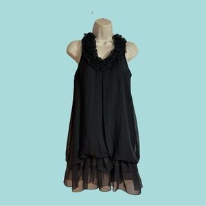 VOICE Black Bubble Dress for Parties Special Occasions Ruffles Sleeveless S